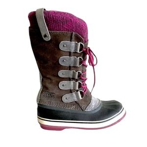 SOREL Joan Of Arctic Waterproof Winter Snow Boots Purple Grey 6